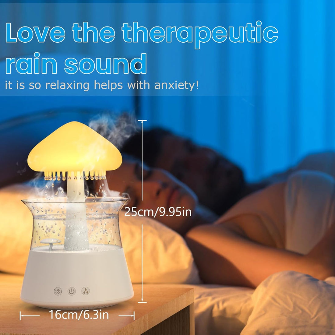 Diffuserlove Rain Cloud Humidifier Water Drip Humidifier with Remote Waterfall Lamp